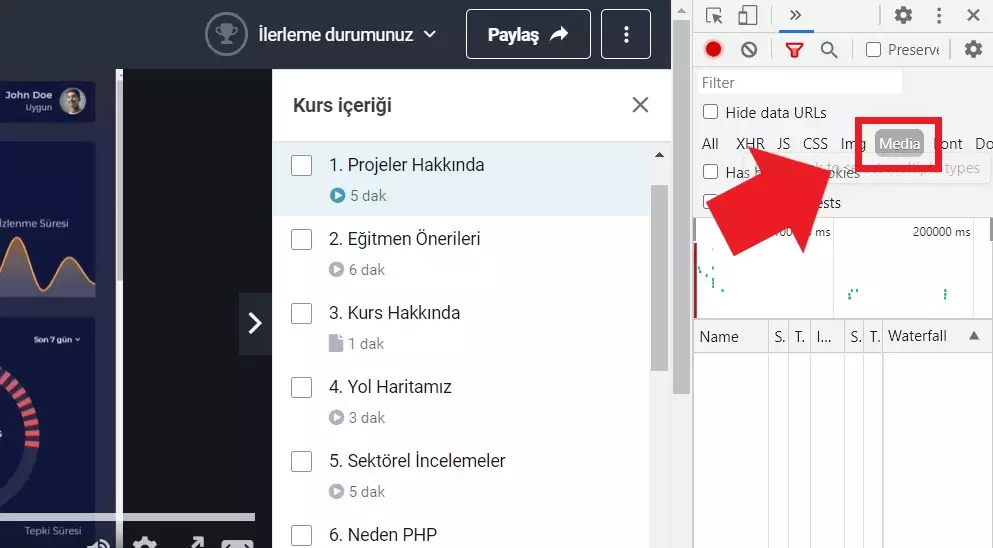 tarayıcı ile udemy kurs indirme adım 2