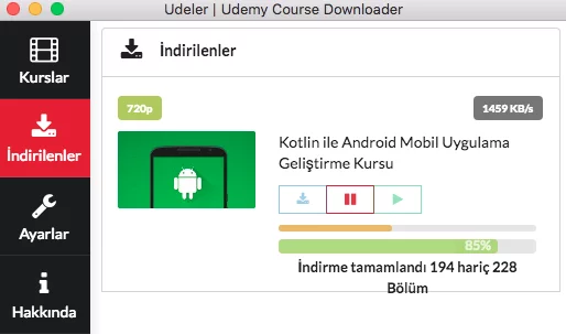 udemy video indirme ayarları