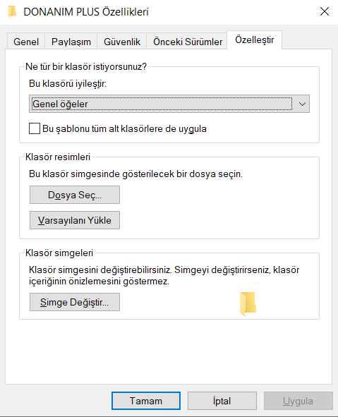 windows 10 klasör ikonu değiştirme