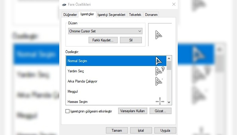 Windows'ta imleç özelleştirme